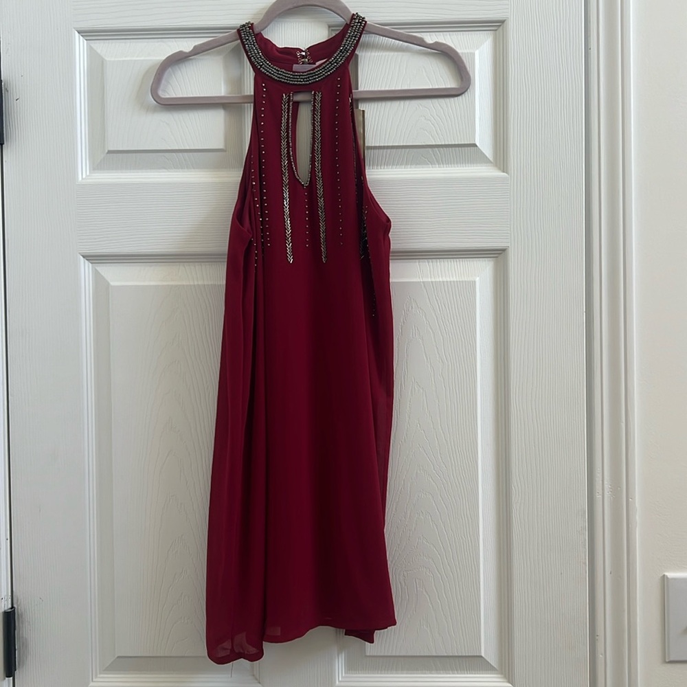 Burgundy mini dress
